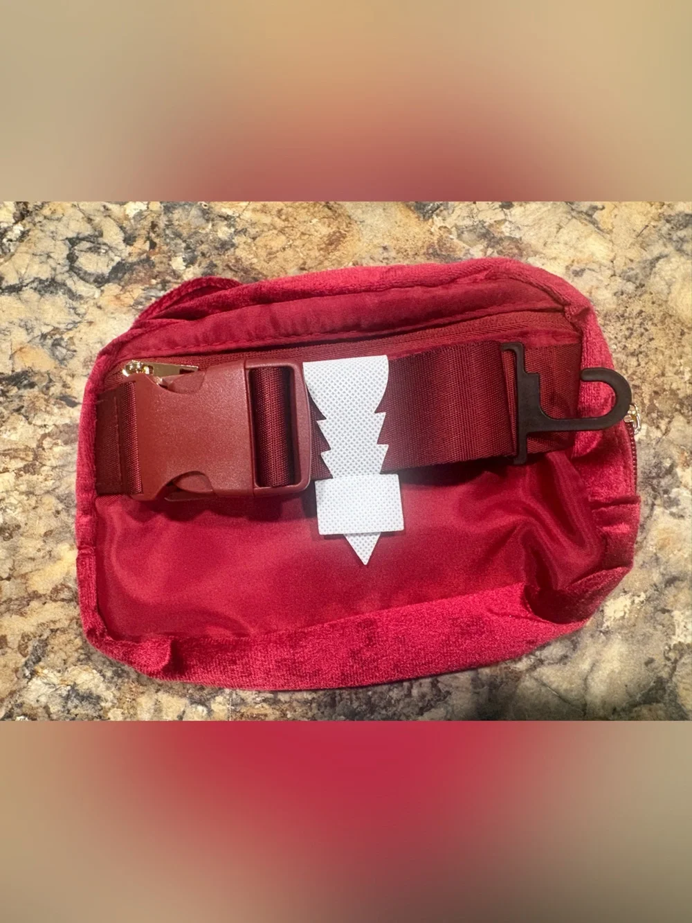 Red Velvet Minnie-Ear waistband bag with Gold Glitter Bow